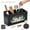 Black, variant on Ihvewuo Extra Large Kitchen Utensil Holder with 4 Compartments and Drainage Bottom Wooden Utensil Holder Sturdy Kitchen Cooking Utensil Organizer Farmhouse Kitchen Decor Coffee