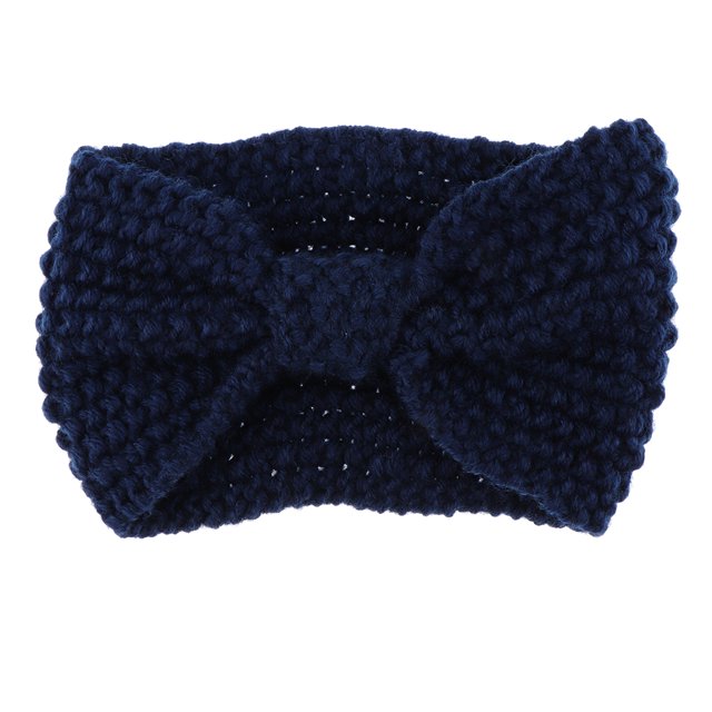 Estiramiento de Invierno Crochet Bow Warmer Ear Wide Knitted Headband Turban para Mujer - Azul, tal se describe Sunnimix Diadema de turbante de punto