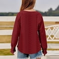 thumbnail image 3 of Girls Long Sleeve Eyelet Blouse Casual Crew Neck Lightweight Pullover Top for Kids Comfortable Loose Fit Shirt, 3 of 7