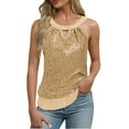 thumbnail image 2 of Nfurl Sequin Halter Tops for Women Evening Party Sleeveless Glitter Sparkly Tank Tops Dressy Casual Cocktail Night Out Club Clothes Gold S, 2 of 8