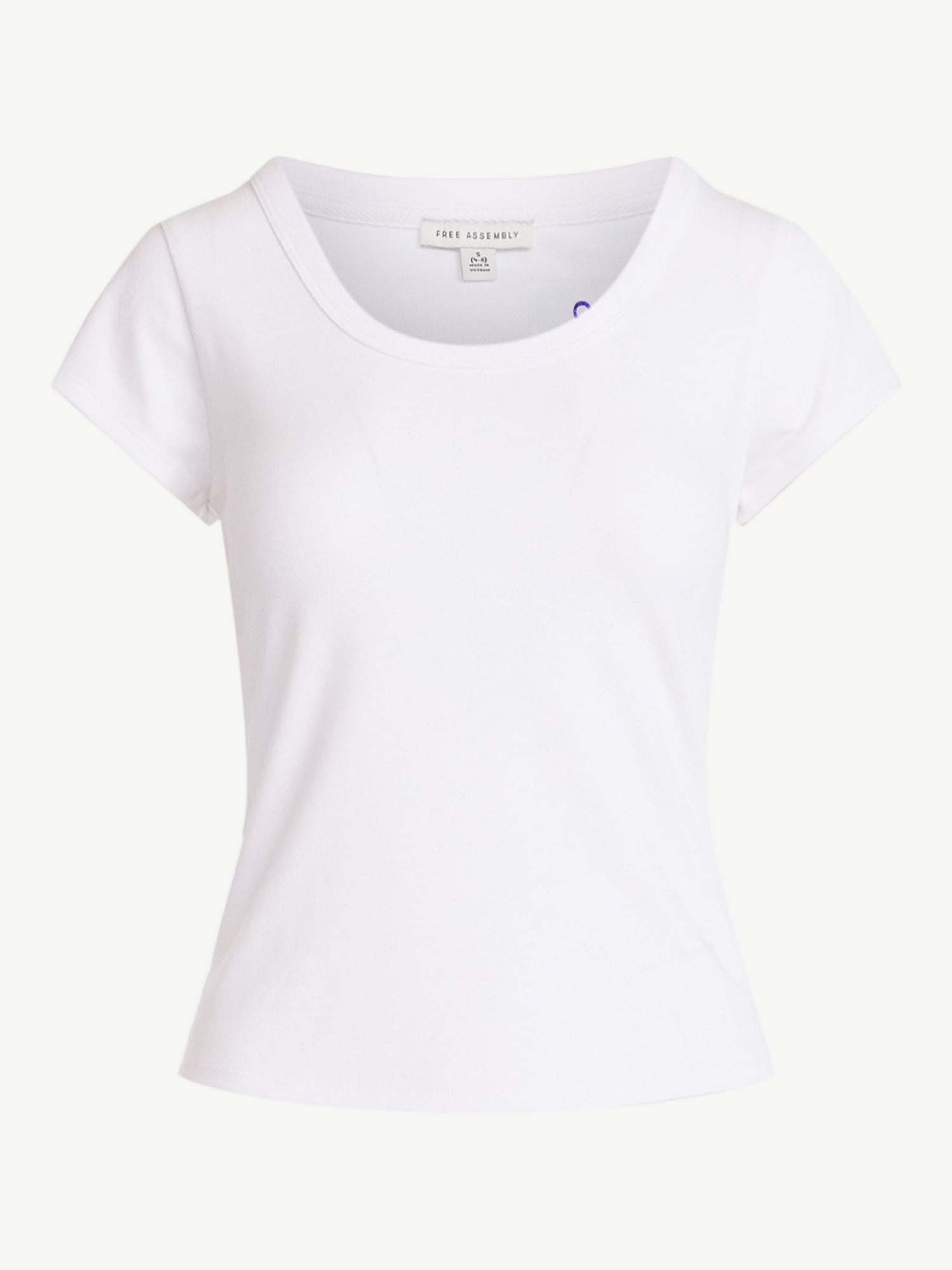 Free Assembly Women's Scoop Neck Tee with Short Sleeves, Sizes XS-XXL
