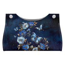 ZUXONGSY Butterfly Floral Tissue Box Cover PU Leather Household Tissue Holder with Buckle Fashion Tissue Cube Box Cover Waterproof Tissue Box Holder Home Accessories Decoration