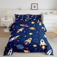 thumbnail image 2 of Castle Fairy Cartoon Rocket Planet Twin Comforter Sets,Kawaii Galaxy Bedding Set, 2 of 8