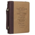 thumbnail image 3 of Christian Art Gifts Classic Vegan Leather Bible Cover for Men & Women: Hope & Future Encouraging Scripture Verse, Debossed Design, Sturdy Easy Carry Case, Pockets, Pen Loops Storage, Brown/Tan, XL, 3 of 5