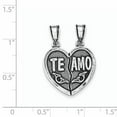 thumbnail image 2 of Sterling Silver Antiqued Te Amo Break Apart Heart Pendant Made In United States qc8109, 2 of 2