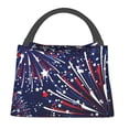 thumbnail image 1 of Fotbe Red White Blue Fireworks 1 Bolsa Térmica Portátil con Estampado, Bolsa de Entrega de Alimentos Aislada, Bolsa Reutilizable de Gran Capacidad para Comidas y Supermercado, 1 of 6
