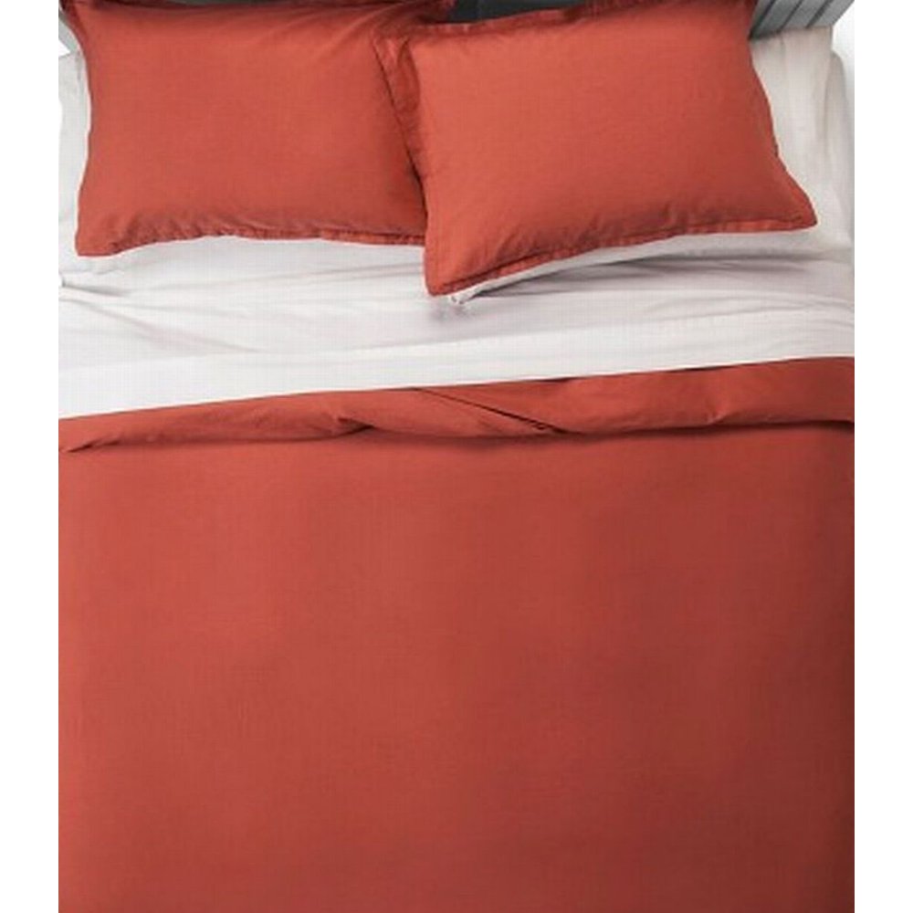 Threshold Burnt Orange Washed Linen Blend Duvet Set Full Queen Cover & Shams 3Pc