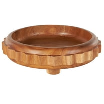 DecMode 18" Handmade Round Gear Brown Wood Decorative Bowl with Peg Leg