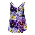 thumbnail image 4 of Sleeveless Cami Tops For Womens Spaghetti Straps Sexy Pleated Tank Tops Women Petal Print T-Shirt Casual Comfy T-ShirtsWomens Crew Neck Top, 4 of 5