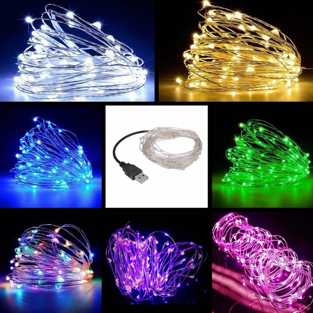 100LEDs 10M 8Mode USB Twinkle LED String Fairy Lights Copper Wire Party+Remote 