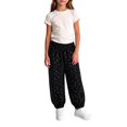 thumbnail image 2 of Qingpeng Girls Casual Pants Full Length Bow Print Elastic Waist Wide Leg Cuffed Autumn Winter Comfort Pants for Kids, 2 of 5