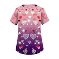 thumbnail image 4 of Valentine's Day Womens Scrub Top V Neck Short Sleeve Tops Cute Heart Printed Plus Size Nursing Uniforms Valentine's Day Cartoon Pattern Scrub Tops with Pockets, 4 of 5