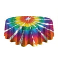 thumbnail image 5 of Colorful Rainbow Tie Dye Spiral Pattern Round Tablecloth 60"x60",Wrinkle Wipeable Table Cloth for Kitchen Dining Room Picnic Patio Party, 5 of 6