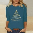 thumbnail image 3 of Oalirro Christmas Shirts for Women Christmas Tree Graphic Tees Xmas Holiday Top, 3 of 5