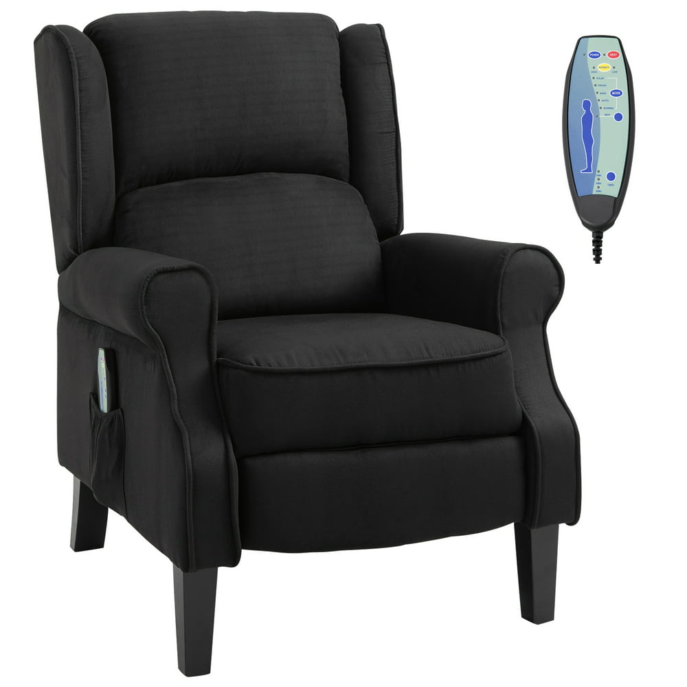 Homcom Heated Push Back Massage Recliner Vibrating Sofa Chair Suede Fabric Padded Seat With