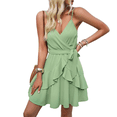 thumbnail image 3 of Robe Cocktail à Dos Nu pour Femmes, Bal, Formelle, Mariage, Demoiselle d'Honneur, Robe à Volants, Soirée, Fête, 2025, Mini-Robe, Vert, M, 3 of 8