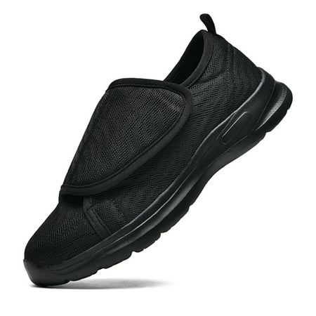 LASUDRAA Diabetic Adjustable Mens Shoes Lightweight Sneakers for Swollen feet Black Size 11