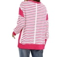 thumbnail image 4 of WEAIXIMIUNG Chandail en Molleton pour Femmes Graphique Mignon Femmes Chandails en Molleton Surdimensionnés Coupe Ample Col Rond Rayé Bloc de Couleur Manches Longues Tops, 4 of 9