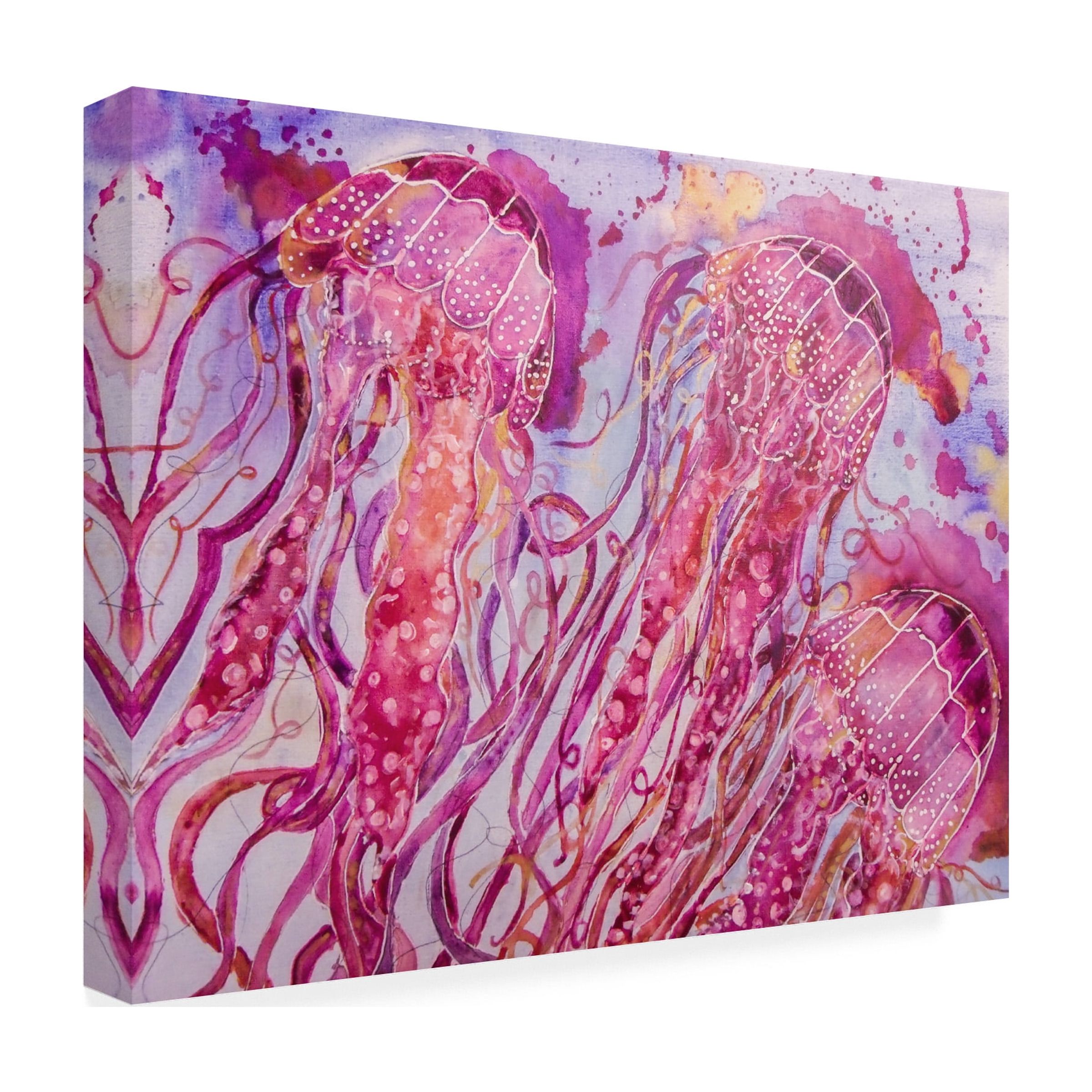 Trademark Fine Art 'Pink Jellyfish' Canvas Art by Lauren Moss