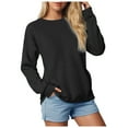 thumbnail image 1 of Splozh Chandail Molletonné à Col Rond pour Femmes, Chandail à Manches Longues pour Femmes, Décontracté, Grande Taille, Chandail à Col Rond, Chandail Tendance d'Automne, Vêtements d'Hiver, Noir, 2TG, 1 of 6