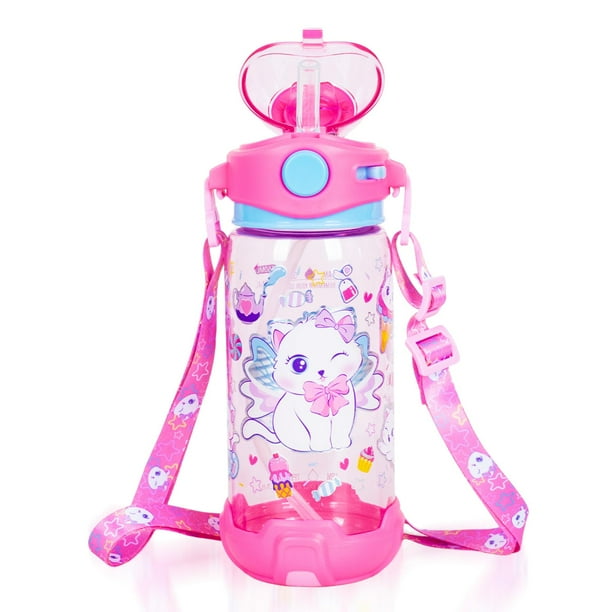 Botella YOYTOO Kids con pajita de agua de 650 ml a prueba de fugas con correa