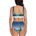 thumbnail image 3 of Kdxio Christmas Trees Print Women's 2 Piece High Waisted Wrap Spaghetti Strap Summer Swimsuit Bikini Set-Medium, 3 of 7