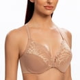 thumbnail image 4 of MELENECA Female Racerback Front Closure Unlined Underwire Bra for Women Cappuccino 44G, 4 of 4