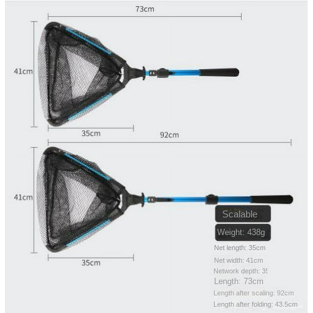 Fishing Net Fish Landing Net, Foldable & Lightweight Freshwater Fishing Landing Net with Built in Length Scale, Aluminum Handle, Fish-friendly Mesh for a Safe Release