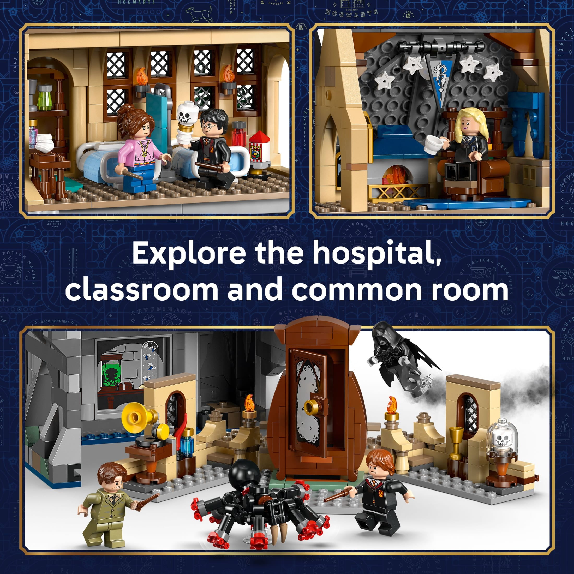 LEGO Harry Potter Hogwarts Castle: Hospital Wing Building Toy for Girls & Boys - Pretend Play Set for Kids, Ages 9+ - W/7 Minifigures & Wolf Patronus Toy Figure - Gift Idea for Birthdays - 76463