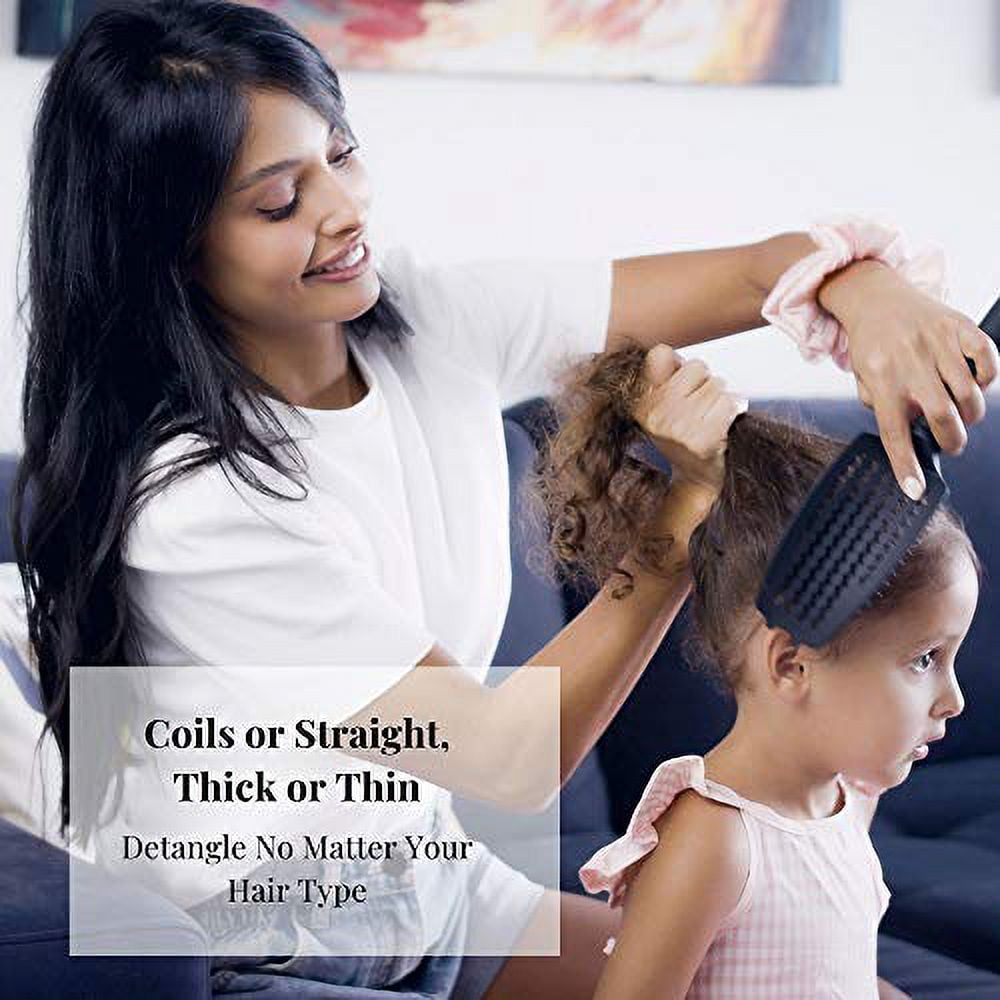Straight and Curly Hair Detangler Brush – Detangling Brush with Nylon and Boar Bristles for Soft, Smooth, and Shiny Hair – Dry and Wet Detangle Brush with Vents for Fast Drying (Small, Blush)