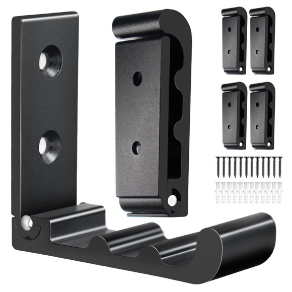 Ganchos de pared plegables OHIYO Wave Design, 6 unidades, aleación de aluminio negro