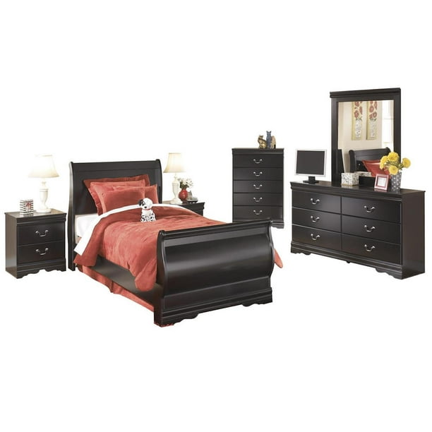 Ashley Furniture Huey Vineyard 6 Pc Full Sleigh Bedroom Set W 2 Nightstand Chest Black Walmart Com Walmart Com