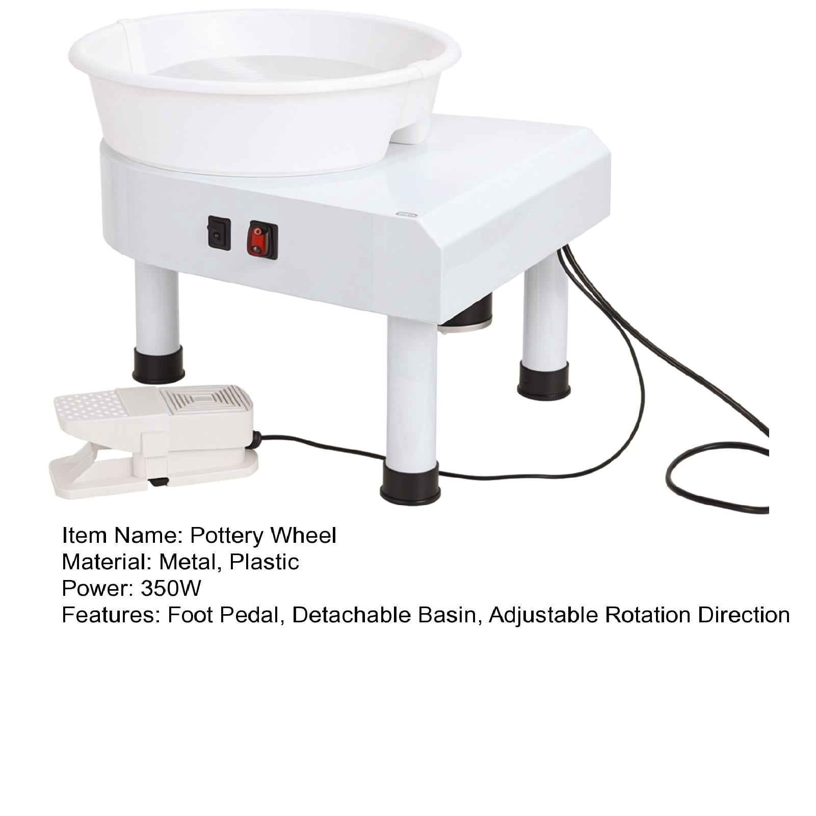 350W Electric Pottery Wheel (25CM, White) | Extremely Variable Speed Clay Tool | DIY Ceramic Craft Machine with Foot Pedal & Detachable Basin for Beginners