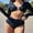 Black-V neck, variant on Charmo Women's Rash Guard Long Sleeve Two Piece Swimsuit Crop Top Criss Cross 2 Piece Bathing Suit