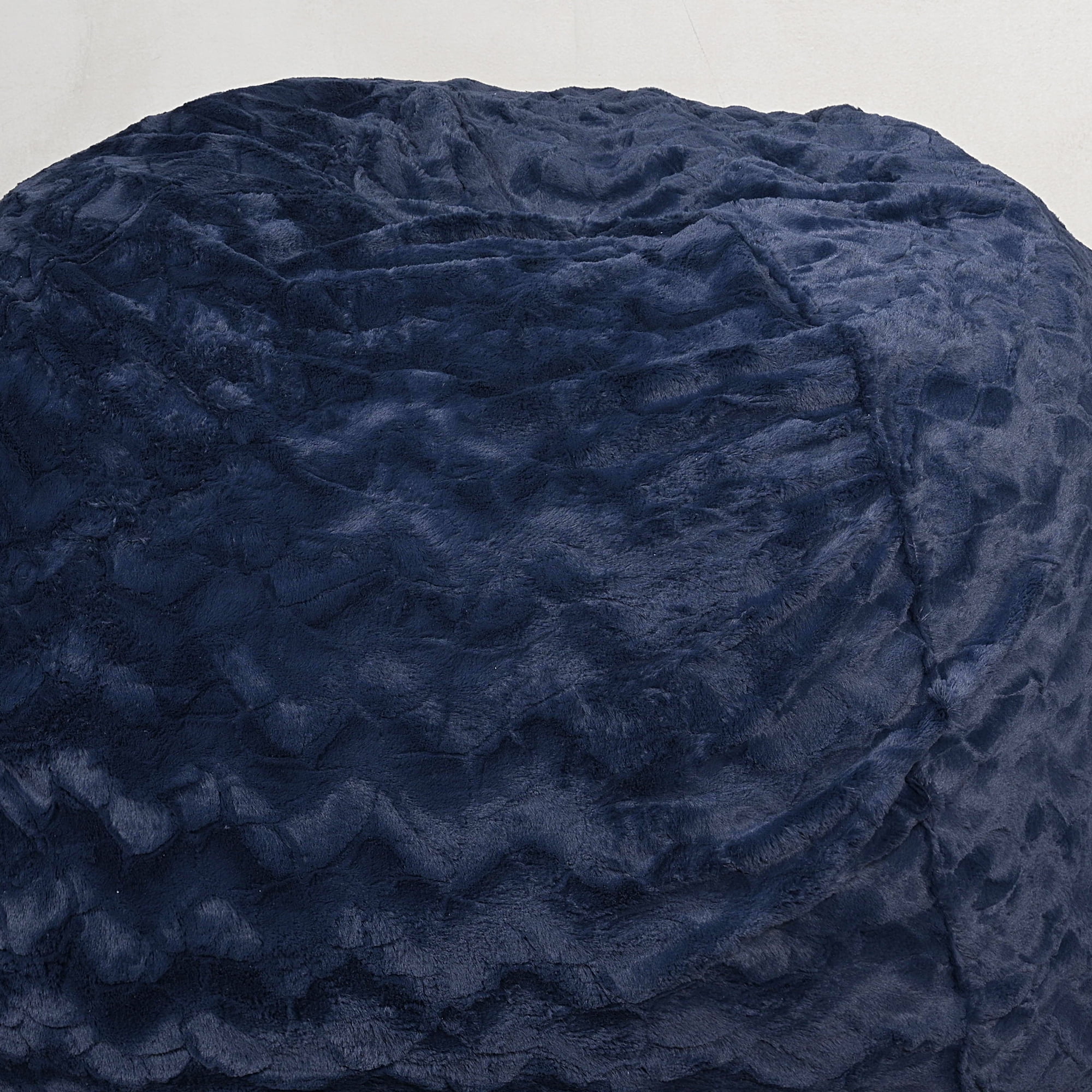 Yoneston 5ft Faux Fur Bean Bag Chair, Plush Bean Bag with Washable Cover & Dual Liners for Kids Adults Bedroom Living Room, Blue