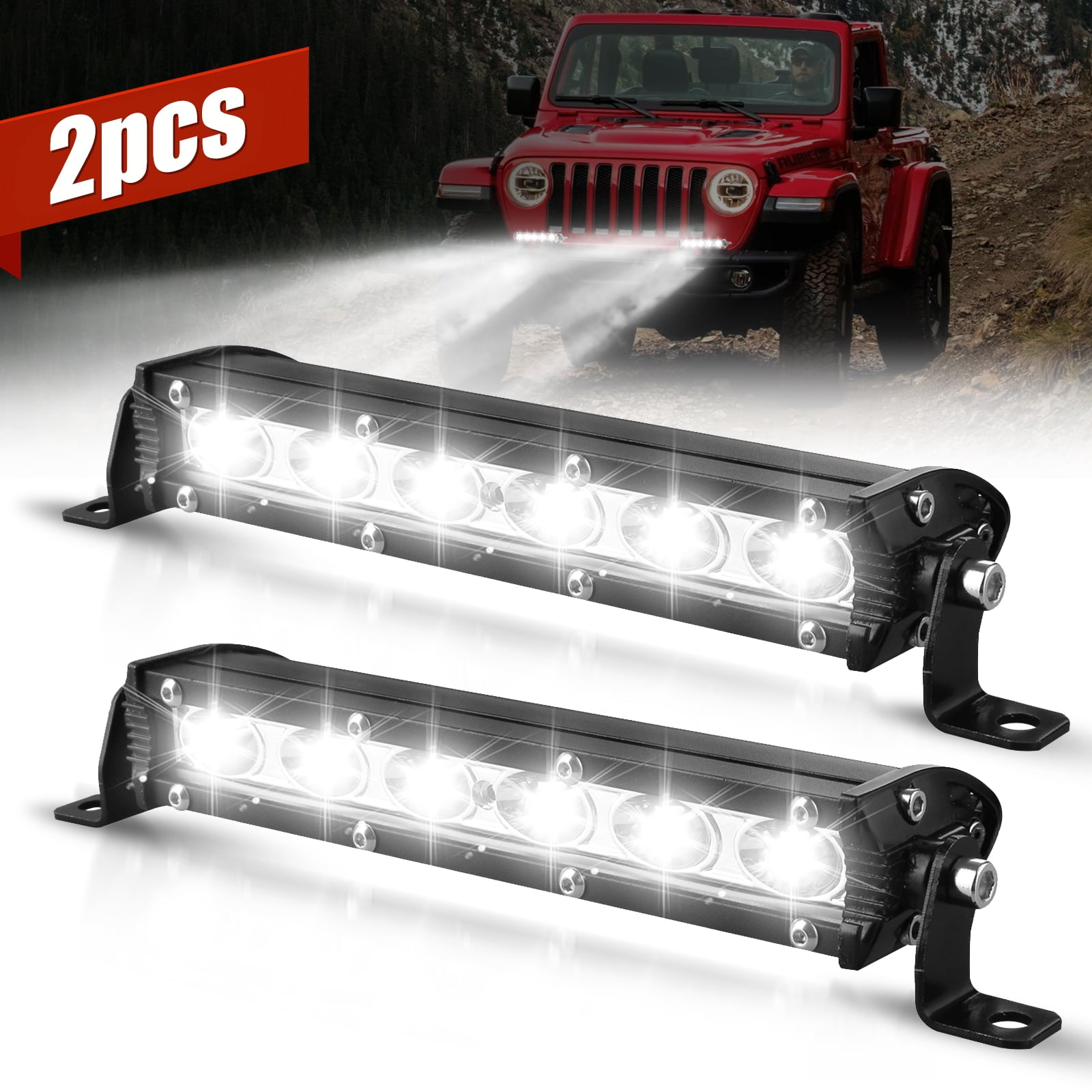 7" 18W Waterproof LED Combo Light Bar Spotlight Car Offroad Driving Lamp 
