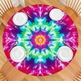 thumbnail image 2 of Colorful Rainbow Tie Dye Spiral Pattern Round Fitted Tablecloth with Elastic Edge,Dining Table Cover Waterproof,Outdoor Round Tablecloth for Camping,Dining,Indoor and Outdoor, 2 of 7