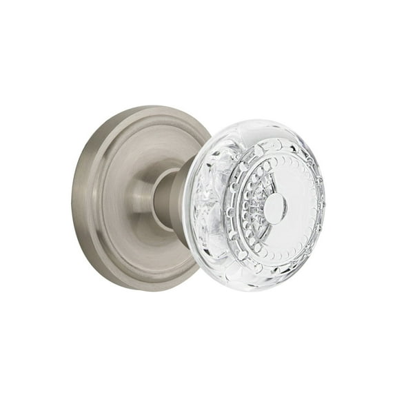 Nostalgic Warehouse Clacme_Dd_Nk Vintage Crystal Meadows Dummy Door Knob Set - Nickel