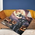 thumbnail image 4 of Spooky Halloween Night Witch Labrador Retriever Glowing Pumpkins Cozy Fleece Blanket Lab Dog Lover Gifts Warm Soft Throw Blanket - 12015, 4 of 5