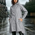 thumbnail image 6 of FRSASU Women's Long Hooded Trench Coat Lightweight Windproof Water Resistant Side Split Jacket Outdoor Travel Casual Outerwear Gray, 6 of 9