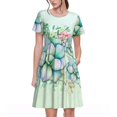 thumbnail image 1 of Bixox Robe d'Été à Manches Courtes pour Femme, Coupe Ample Évasée, Longueur Genou, avec Poches - Succulent, 1 of 7