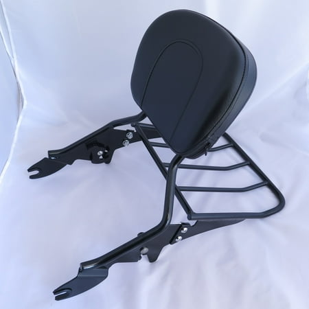 Glide Rack - HTT Black Detachable Backrest Sissy Bar with Luggage Rack For Harley Davidson Touring 2009-2016 Electra Glide Road Glide Road King Street Glide