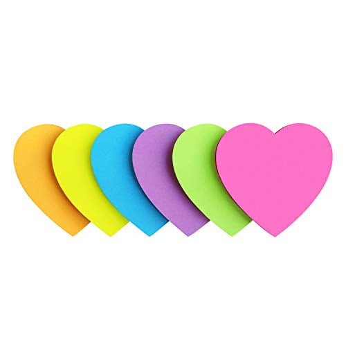 Heart Shape Sticky Notes 6 Color Bright Colorful Sticky Pad 75 Sheets