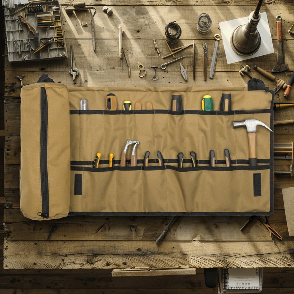 Portable Tool Storage Bag with Multi Pockets Hardware Tool Pouches Rolling Up Organizers Bag for Mechanics Electrician