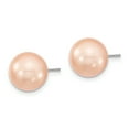 thumbnail image 2 of Sterling Silver Majestik 10-11mm Round Pink Shell Bead Stud Earrings, 2 of 3