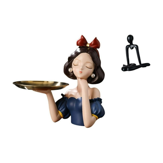 Bandeja porta llaves,Bandeja para guardar llaves y dulces con figura de niña de resina,Bandeja para llaves con estatua de princesa de resina,plato para dulces,Figura de escritorio,Escultura