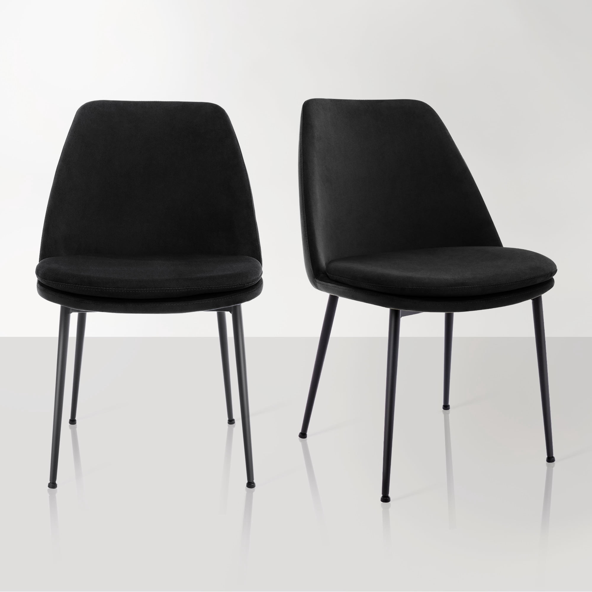 ONEVOG Upholstered Velvet Dining Chairs Set of 2, Modern Kitchen Chairs with Black Metal Legs