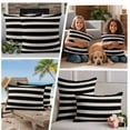 thumbnail image 5 of Black Beige Striped Outdoor Waterproof Pillow Covers, Vintage Geometric Line Simple Decorative Square Throw Pillowcase Sofa Cushion Sham for Patio/Couch/Chair, 24"x24" 2 Pack, 5 of 8