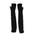 thumbnail image 2 of Gants d'Hiver Chauds pour Femmes Sans Doigts avec Trou pour Pouce Noir, 2 of 6