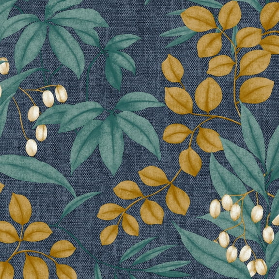 Superfresco Easy Persephone Navy and Ochre Wallpaper